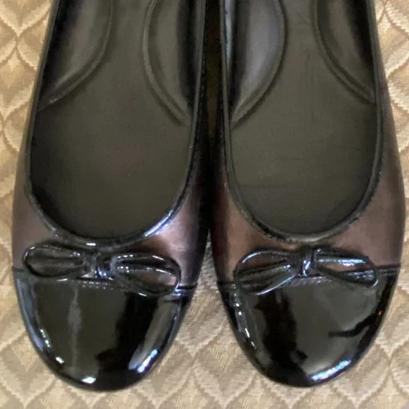 NURTURE Black Patent and Copper Ballet Flats - Picture 8 of 10